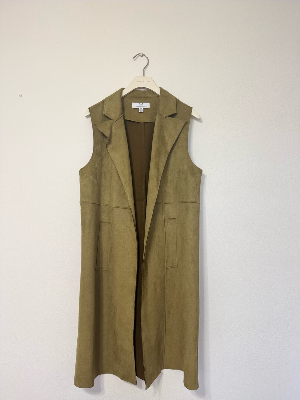Magaschoni Olive Green Sleeveless Long Vest